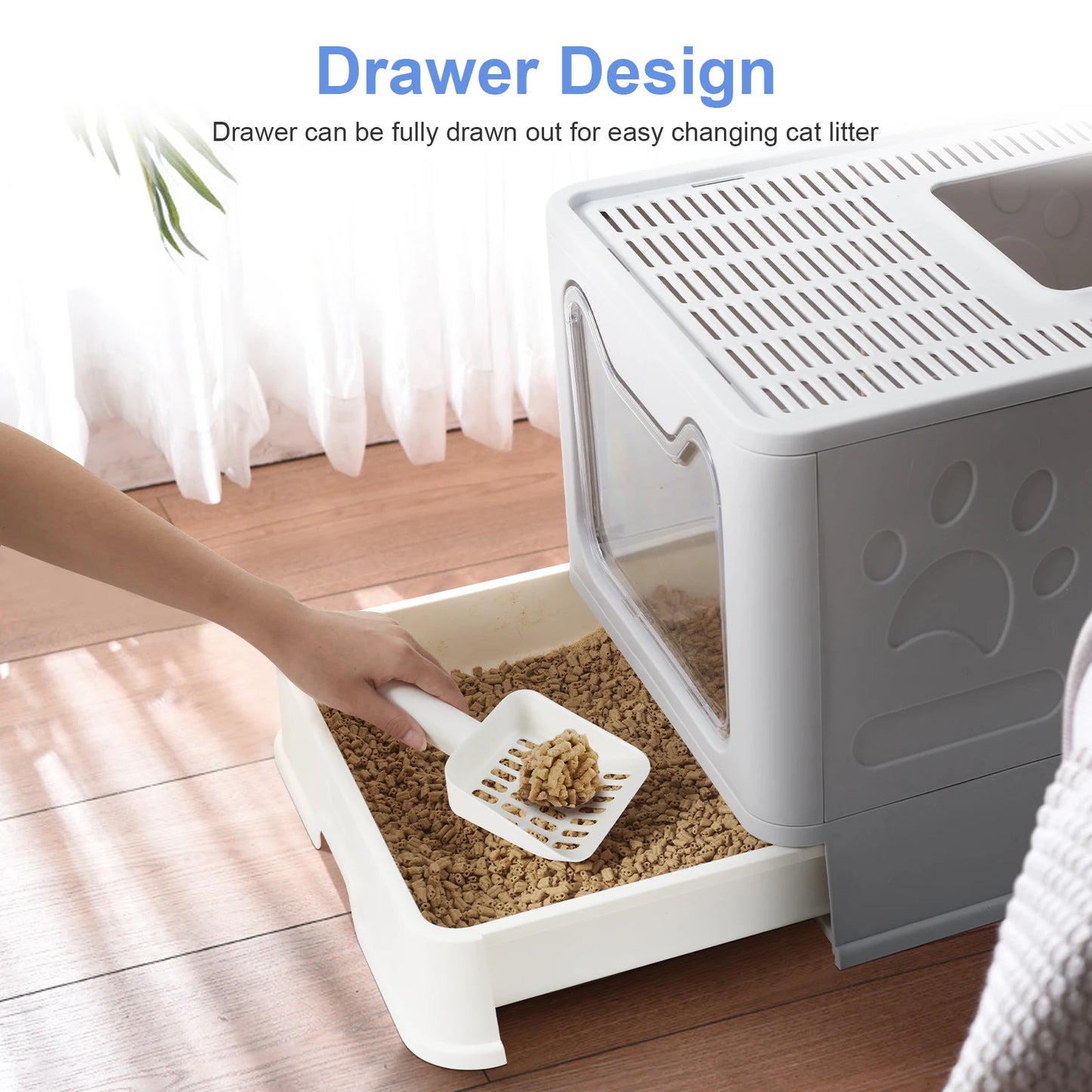 Bingopaw XXL Large Space Cat Litter Box – Foldable Design