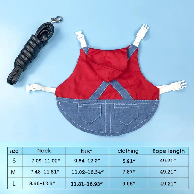 Rabbit Clothes Denim Jacket Coat Pet Harness Leash Set