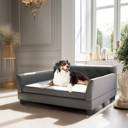 PetComfort Elevated Dog Bed Sofa – Luxurious Microfiber Leather
