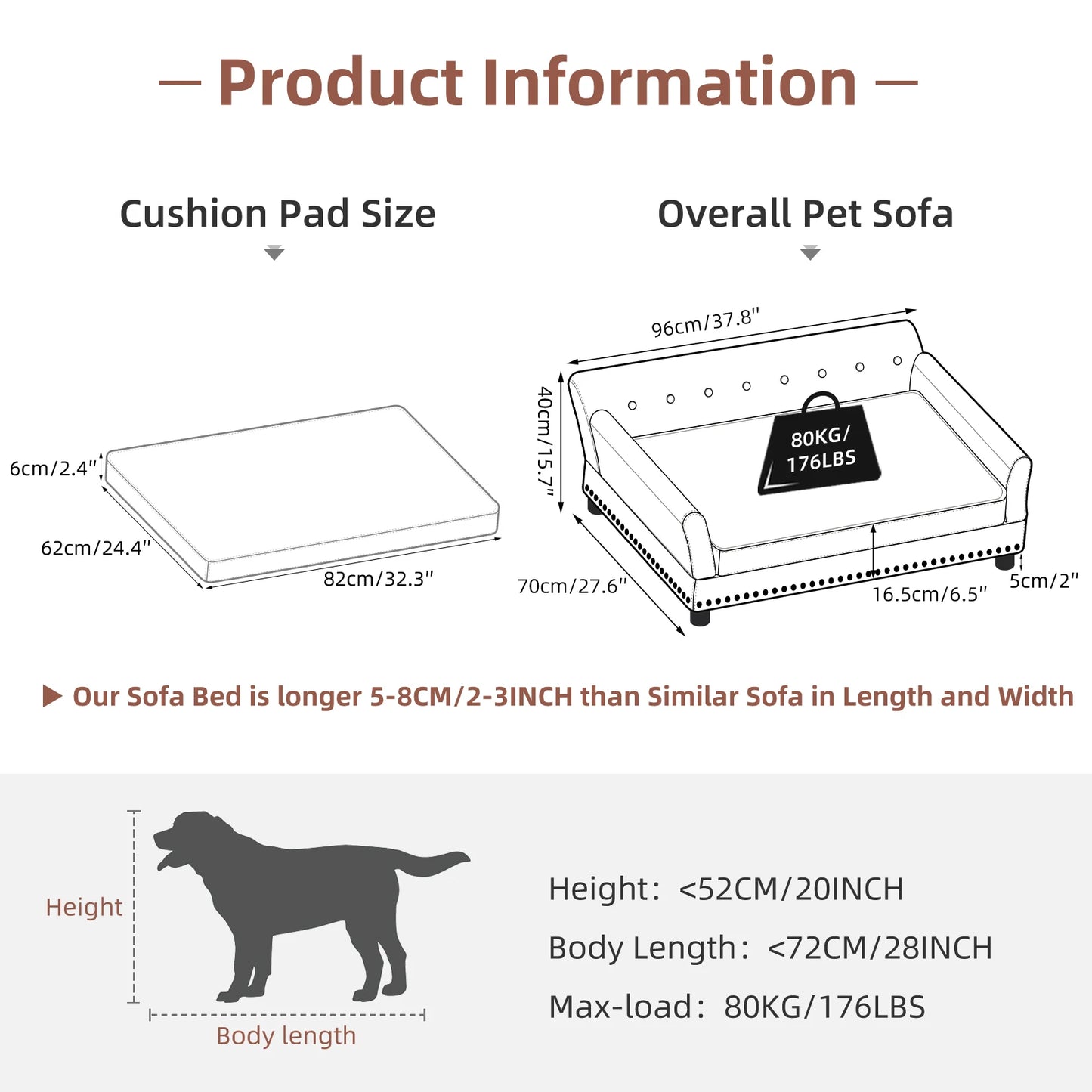 PetComfort Elevated Dog Bed Sofa – Luxurious Microfiber Leather