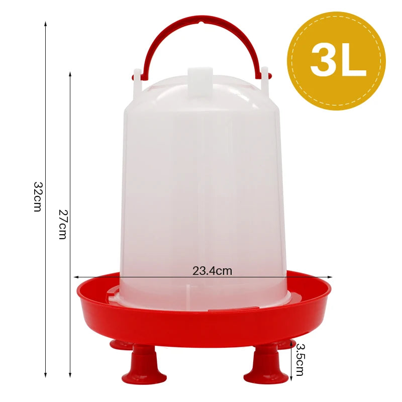 Automatic Chicken Drinking Goblet Bucket 3L Plastic Poultry Watering Supplies