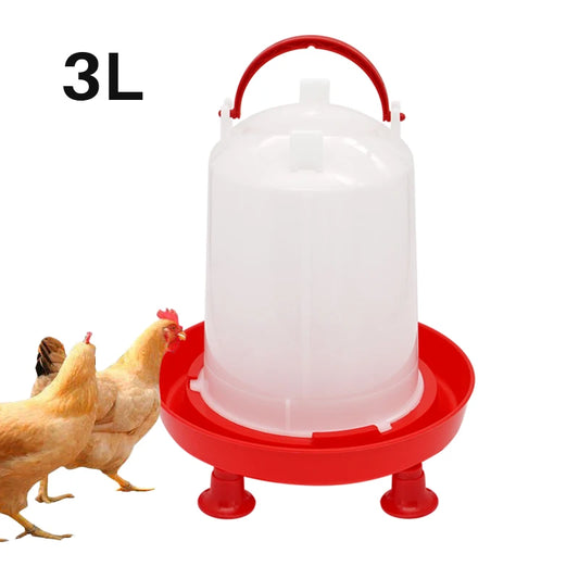 Automatic Chicken Drinking Goblet Bucket 3L Plastic Poultry Watering Supplies