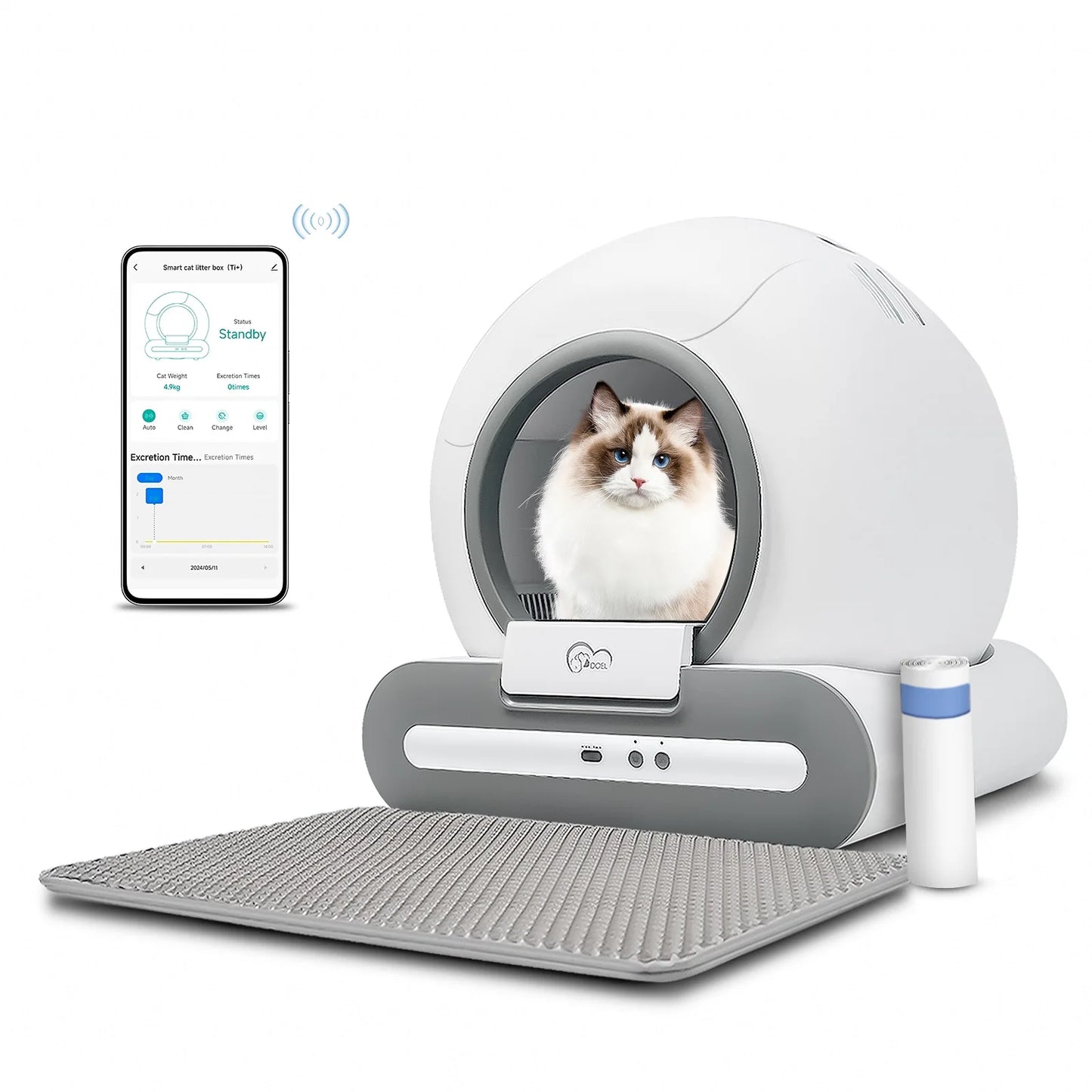 Doel Automatic Cat Litter Box Self Cleaning With App Control And Cat Litter Mat Smart Cat Toilet For Multiple Large Cats