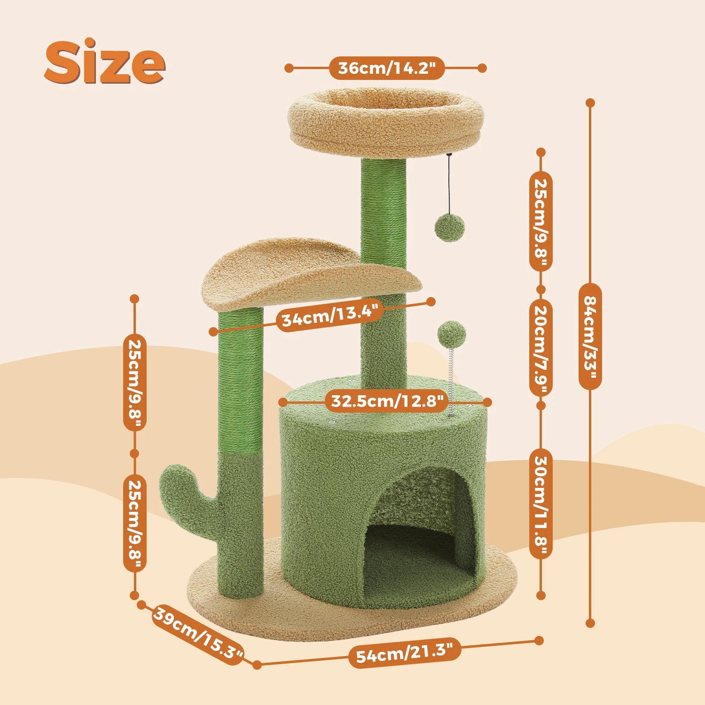 Cactus Paws Cat Tree – Cozy Curved Perch Design