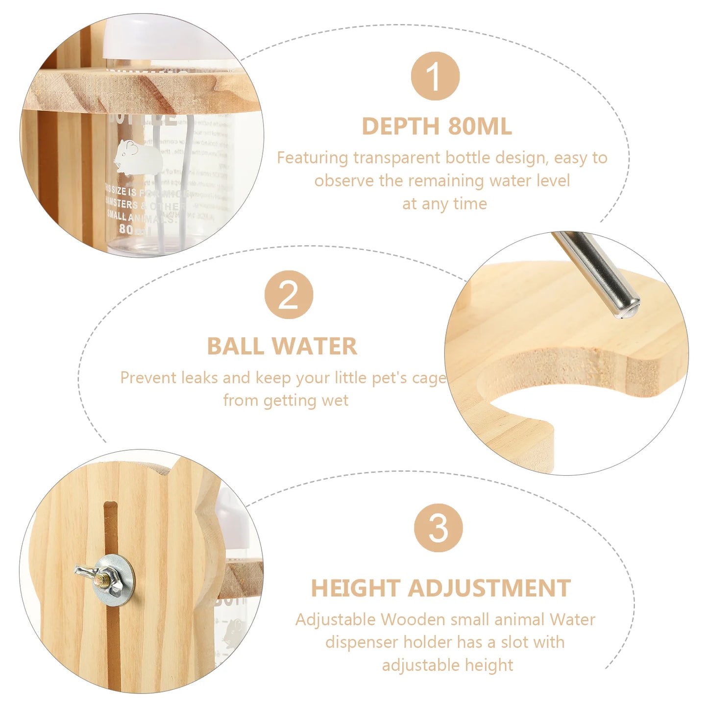 Leakage Proof Hamster Water Bottle With Stand For Small Pets