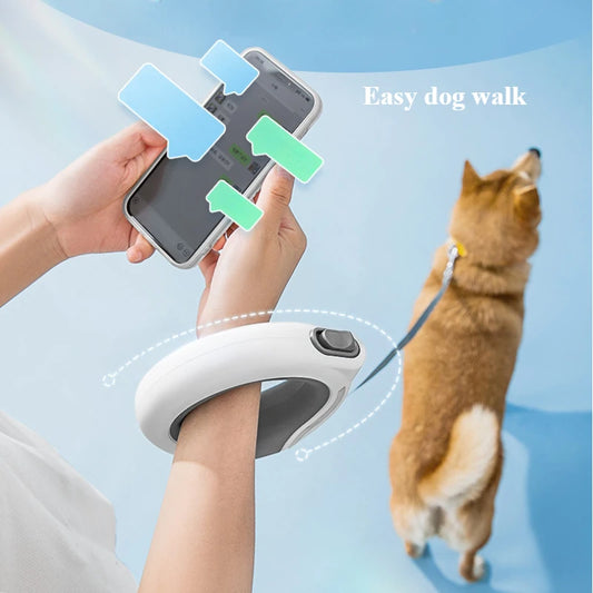 Automatic Pet Leash Retractable Adjustable Explosion Proof Design with Safety Lock for Outdoor Walking and Training