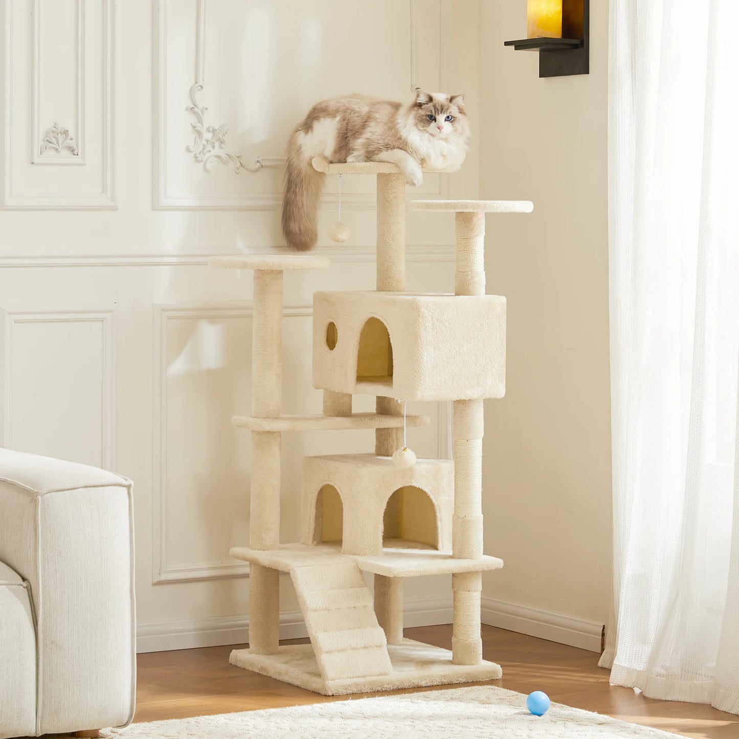 JHK 54in Tall Cat Tree Tower – Multi-Level Comfort