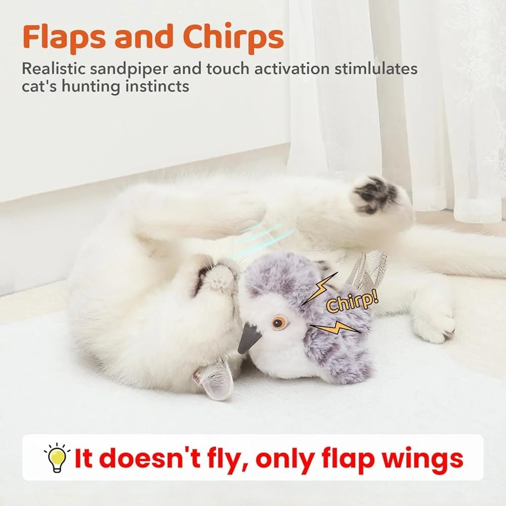 Rechargeable Flapping Bird Cat Toy Interactive Plush Catnip