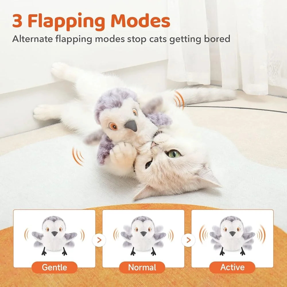 Rechargeable Flapping Bird Cat Toy Interactive Plush Catnip