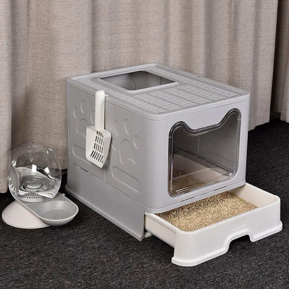 Bingopaw XXL Large Space Cat Litter Box – Foldable Design