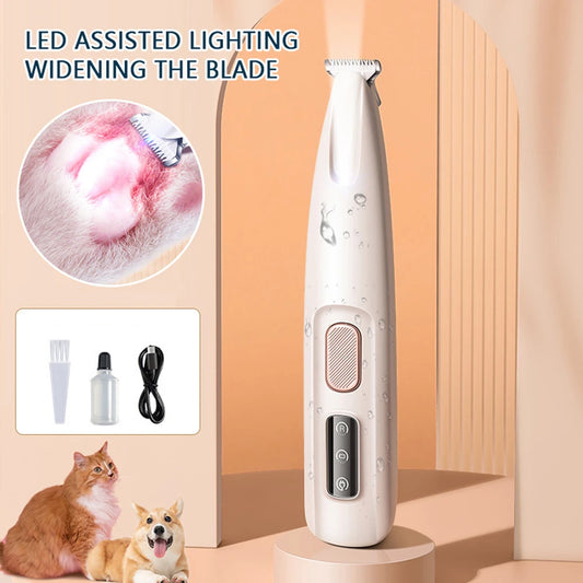 Portable Dog Paw Trimmer with Led Light Rechargeable Cordless