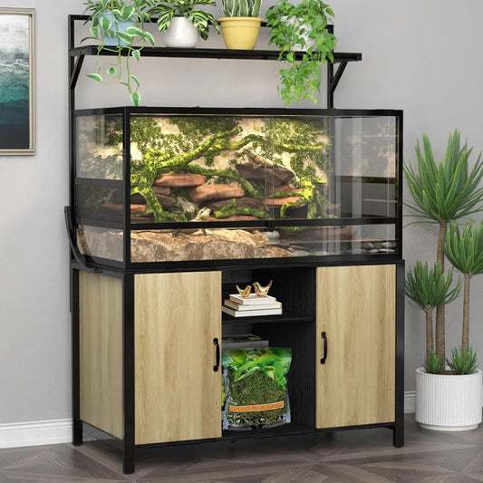 Reptile Tank Stand With Cabinet And Accessories Storage
