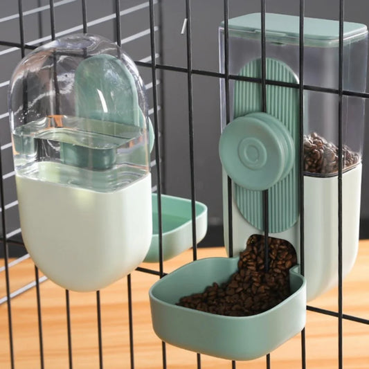 27oz Automatic Pet Bowl Cage Hanging Feeder Water Bottle Food Dispenser for Puppies Cats and Rabbits