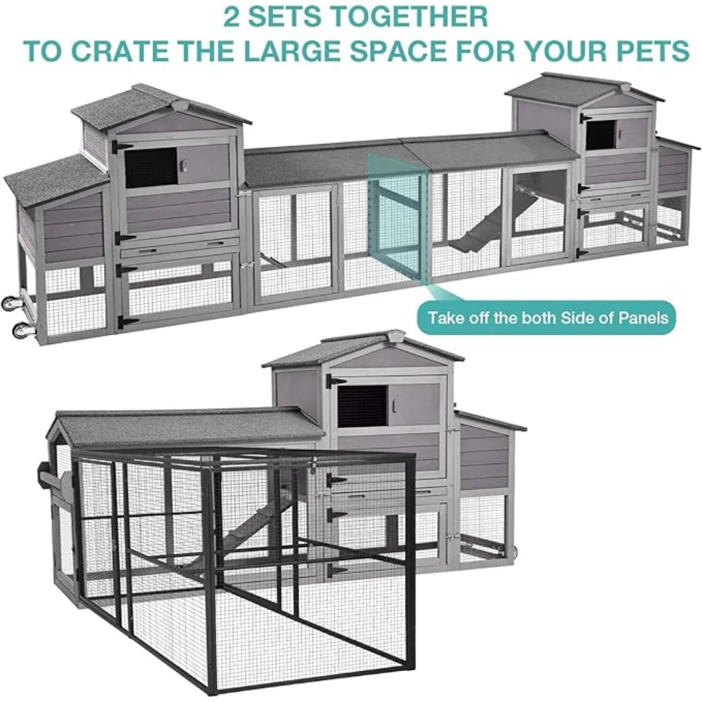 Mobile Chicken Coop with Wheels and Nesting Box Tray
