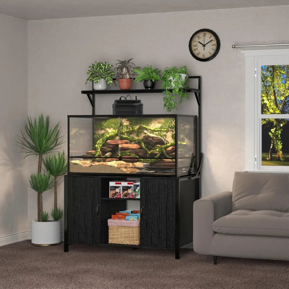 Reptile Tank Stand Terrarium Stand with Cabinet for Accessories Storage 48 Inch by 24 Inch Tabletop Fits Up to 120 Gallon Bearded Dragon