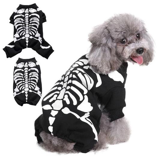 PetFashion Skeleton Dog Costume – Spooky Halloween Style