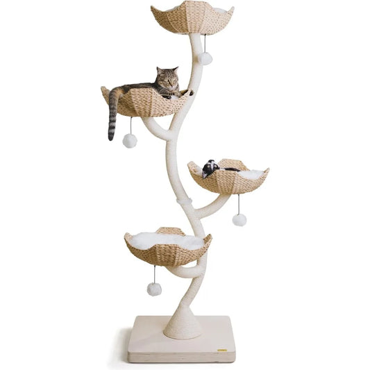 Modern Cat Tree Scratching Tower for Multiple Cats and Fun