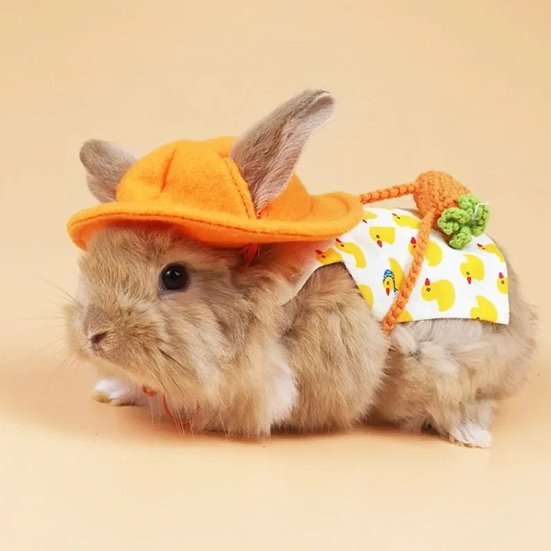 Rabbit Clothes Denim Jacket Coat Pet Harness Leash Set