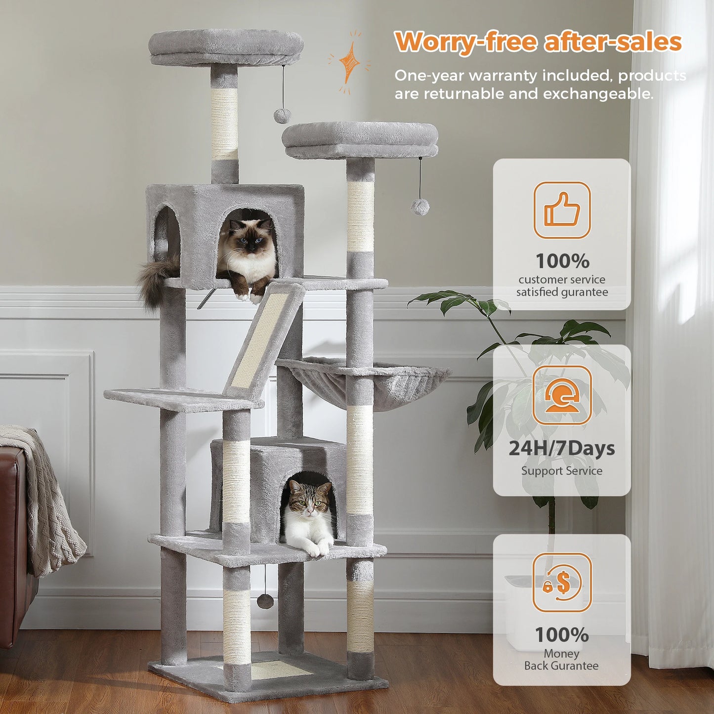 CatLuxe Large Cat Tower – Spacious Multi-Level Design