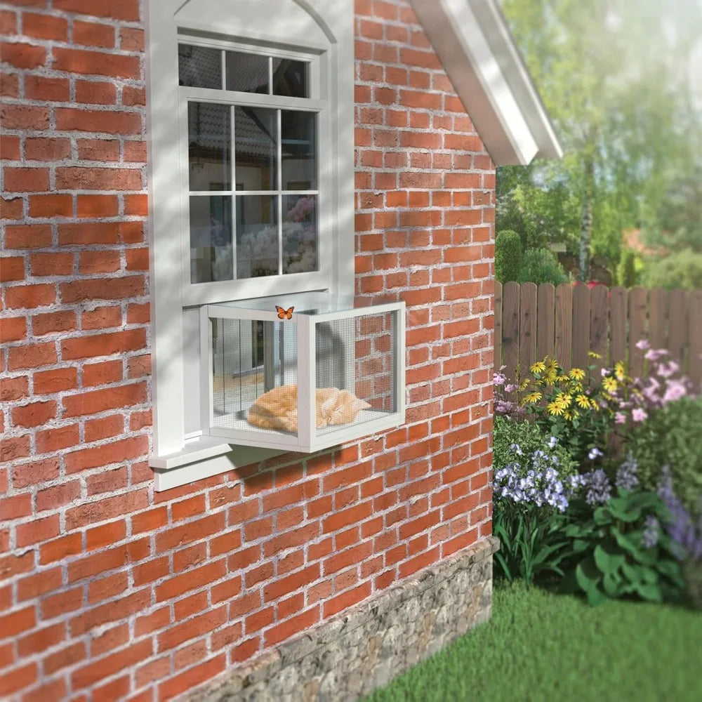 Cat Window Box Universal Perch Catio Waterproof Transparent Top for Double Hung Frames 24 to 42.5 Inches Wide