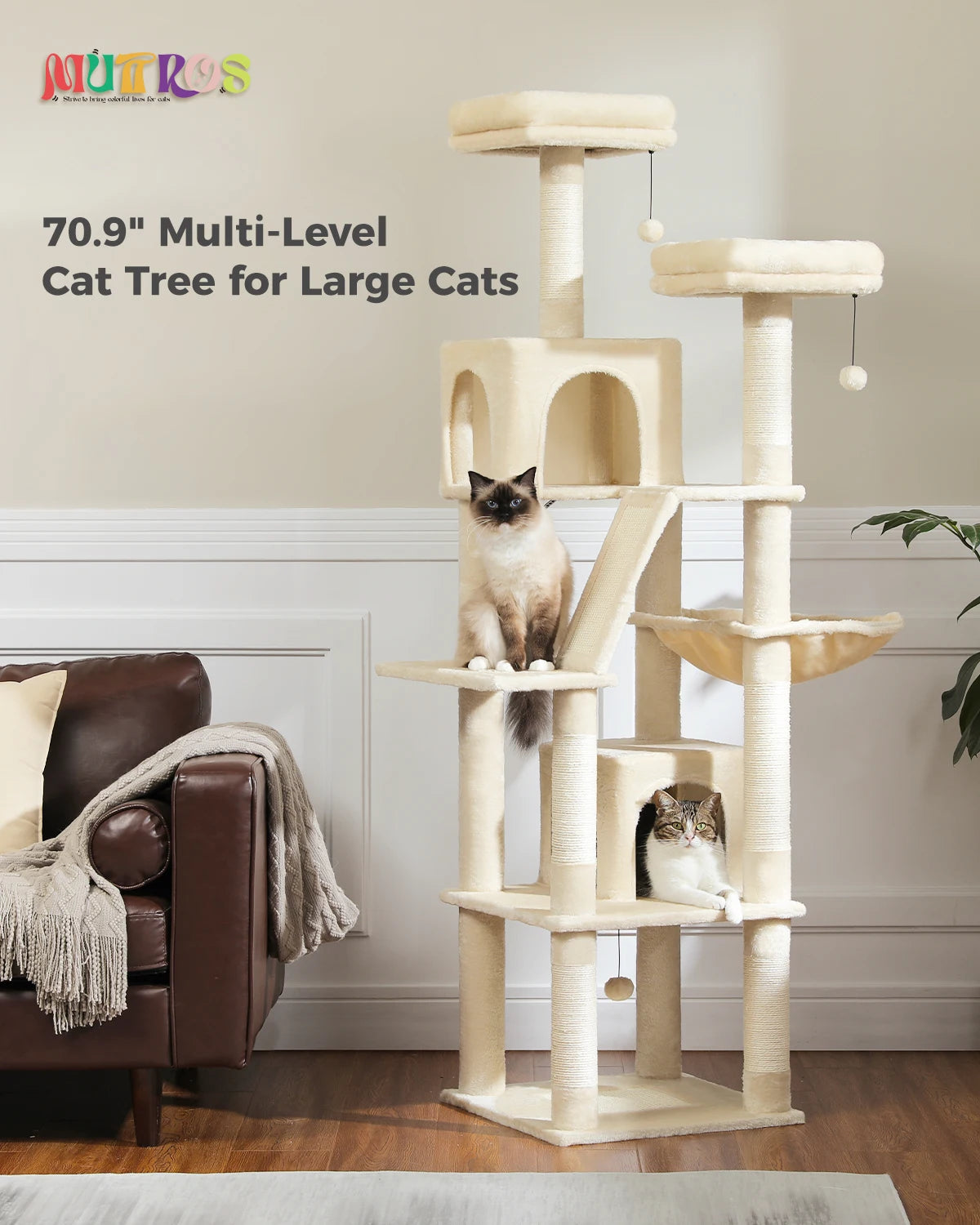 CatLuxe Large Cat Tower – Spacious Multi-Level Design