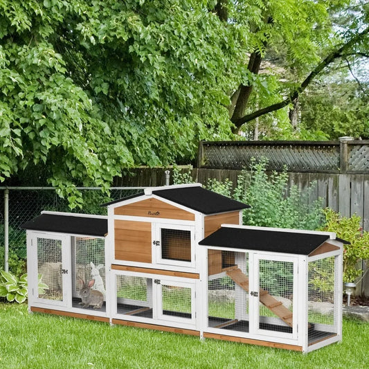 Wooden Rabbit Hutch With Double Run Boxes Ramp Enclosure